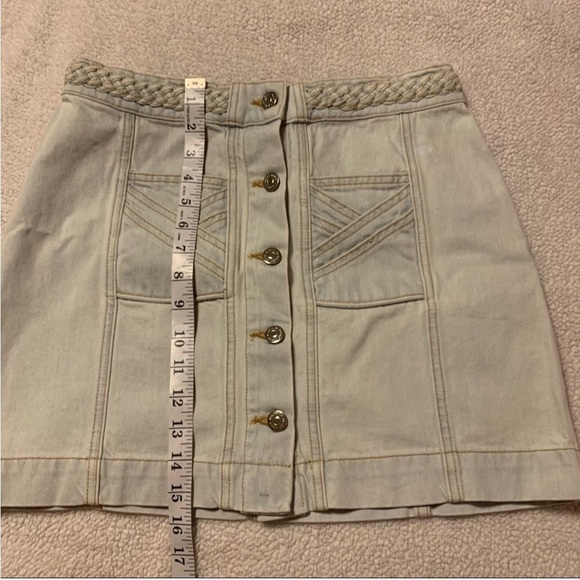 Veronica Beard Aron Braided Button Front Miniskirt Denim Jean Skirt Light Wash - Picture 8 of 14